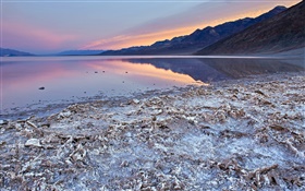 Mar Morto, costa, crepúsculo, por do sol