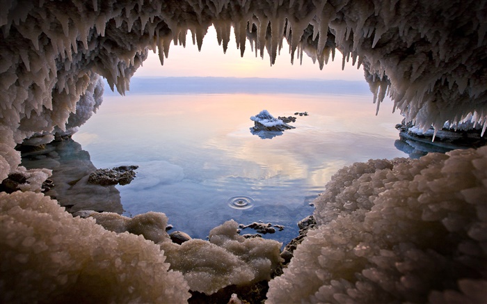 Mar Morto, buraco sal Papéis de Parede, imagem