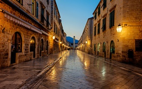 Dubrovnik, Croácia, por do sol, passeio, casa, luzes HD Papéis de Parede