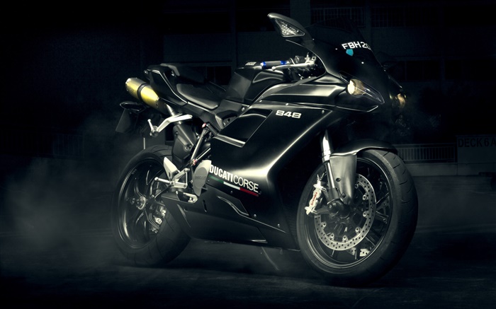 Ducati 848 Evo motocicleta preta Papéis de Parede, imagem