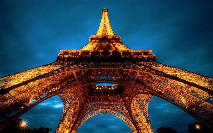Torre Eiffel, noite, Paris Papéis de Parede, imagem