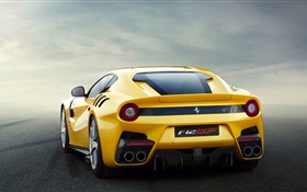 Ferrari F12 supercar amarelo retrovisor HD Papéis de Parede