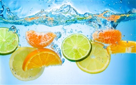 Peça de fruta em água, citrino HD Papéis de Parede