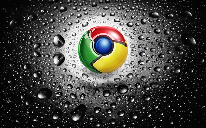 Logotipo do Google Chrome, gotas da água Papéis de Parede, imagem