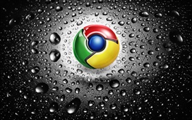 Logotipo do Google Chrome, gotas da água HD Papéis de Parede