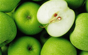 Maçãs verdes, frutas close-up HD Papéis de Parede