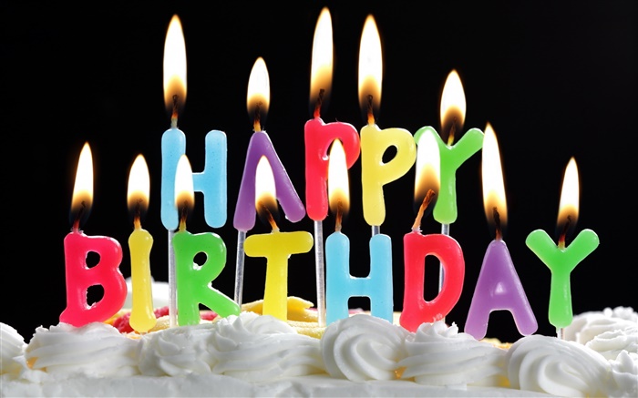 Feliz aniversário, bolo, velas Papéis de Parede, imagem