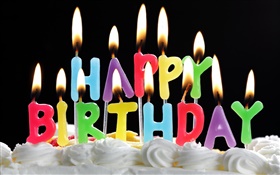 Feliz aniversário, bolo, velas