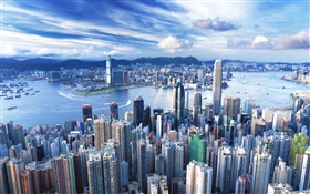 Hong Kong, cidade, arranha-céus, metrópole