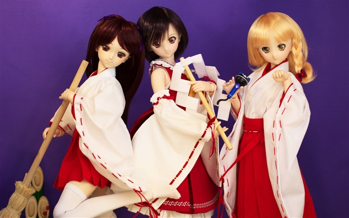 Meninas do quimono, Japão estilo, boneca Papéis de Parede, imagem
