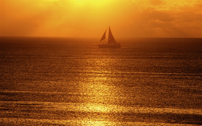 Manhã, Nevoeiro, Mar, barco, raios do sol Papéis de Parede, imagem