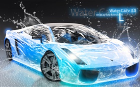 Água carro respingo, Lamborghini, design criativo HD Papéis de Parede