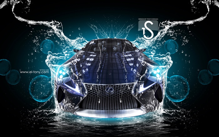 Água carro respingo, Lexus, vista de frente, design criativo Papéis de Parede, imagem