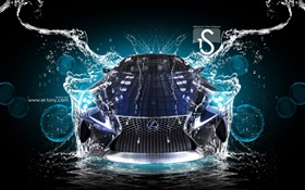 Água carro respingo, Lexus, vista de frente, design criativo