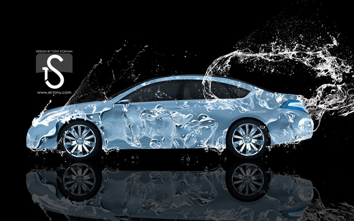 Água carro respingo, Nissan, vista lateral, design criativo Papéis de Parede, imagem