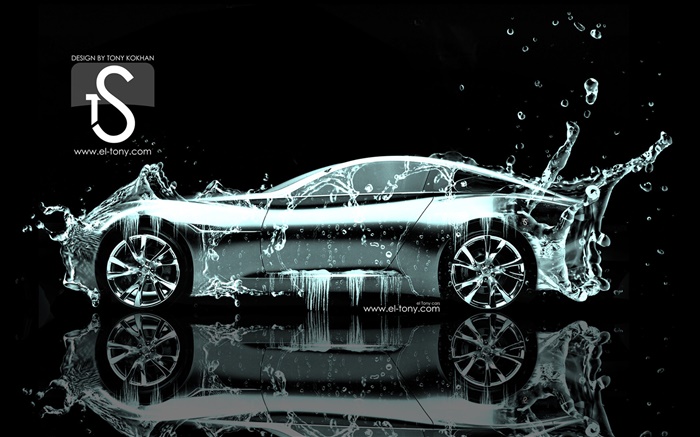 Água carro respingo, design criativo, vista lateral Papéis de Parede, imagem