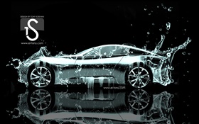 Água carro respingo, design criativo, vista lateral HD Papéis de Parede
