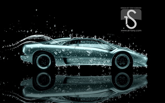 Água carro respingo, gotas, design criativo Papéis de Parede, imagem