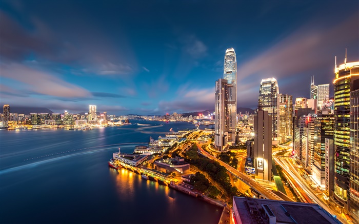Bela noite cidade, Hong Kong Papéis de Parede, imagem