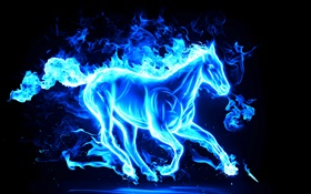 Cavalo abstrato azul HD Papéis de Parede