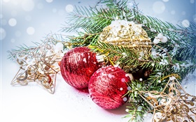 Esferas do Natal, filial do pinho, decoração do ano novo HD Papéis de Parede