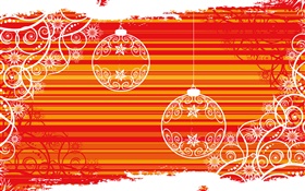 Esferas do Natal, linhas brancas, fundo vermelho, design criativo HD Papéis de Parede
