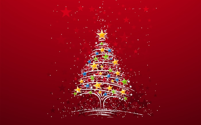 Tema do Natal, colorido estrelas árvore, imagens criativas Papéis de Parede, imagem