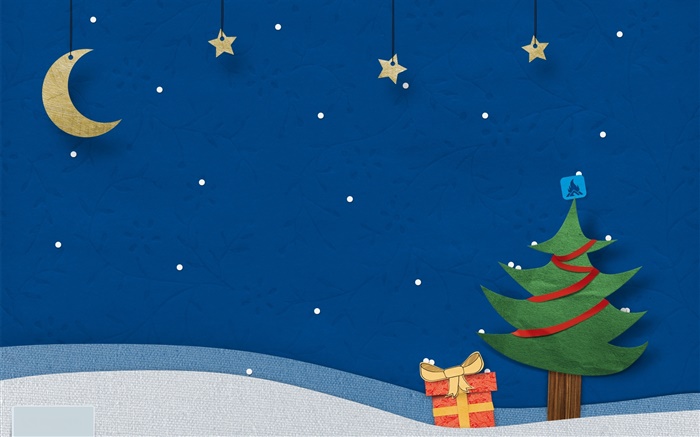 Natal temático imagens, design criativo, árvore, presentes, estrelas, lua Papéis de Parede, imagem