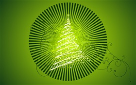 Árvore de Natal, luz, design criativo, fundo verde HD Papéis de Parede
