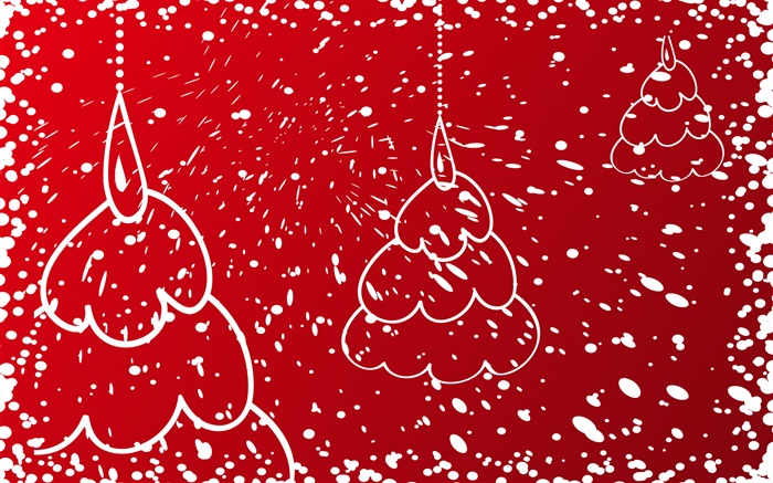Árvores de Natal, fundo vermelho Papéis de Parede, imagem