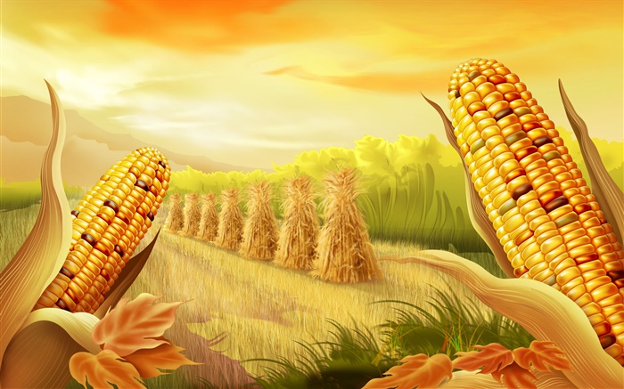 Campos de milho, pinturas de arte Papéis de Parede, imagem