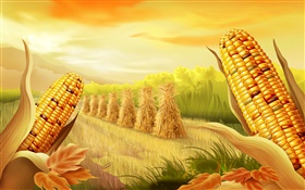 Campos de milho, pinturas de arte HD Papéis de Parede
