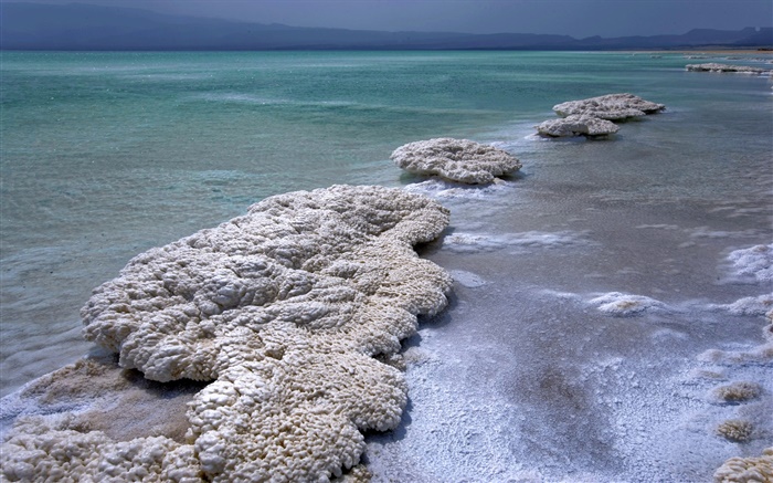 Mar Morto, crepúsculo, sal Papéis de Parede, imagem