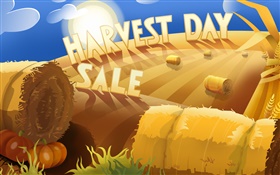 Dia colheita, campo de trigo, imagens de arte HD Papéis de Parede