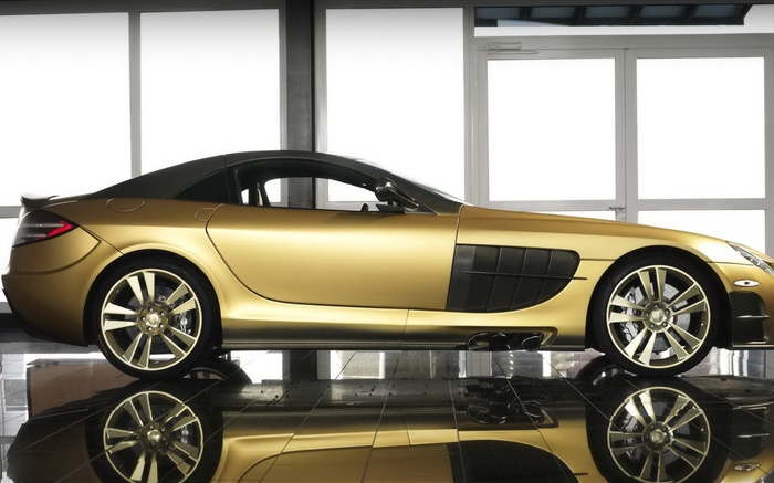 McLaren SLR Renovatio dourado supercar vista lateral Papéis de Parede, imagem