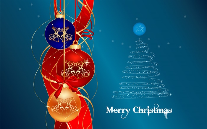 Feliz Natal, bolas, árvore, art imagens Papéis de Parede, imagem