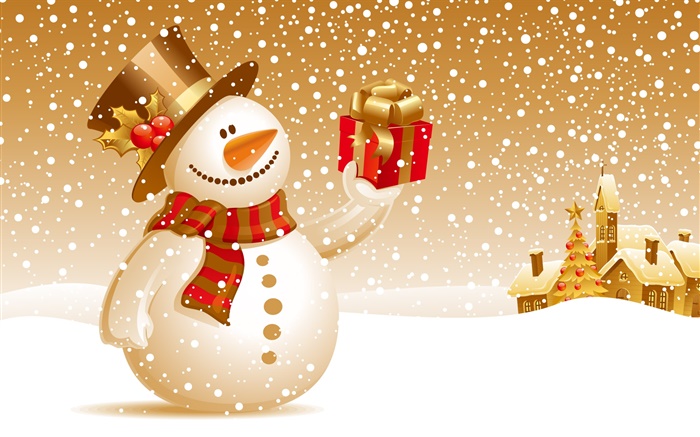 Boneco de neve, presentes, Natal temático imagens Papéis de Parede, imagem