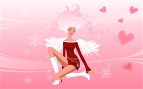 Ilustração do vetor, menina da forma, asas, anjo