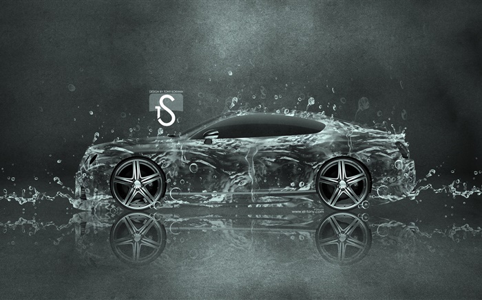Água carro respingo, vista lateral, design criativo Papéis de Parede, imagem