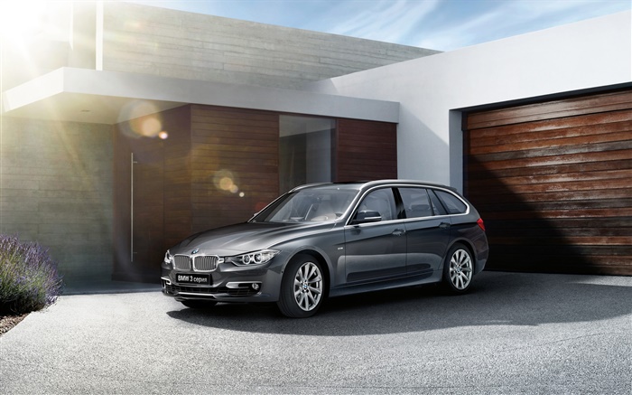 2015 BMW série 3 touring, carro preto Papéis de Parede, imagem