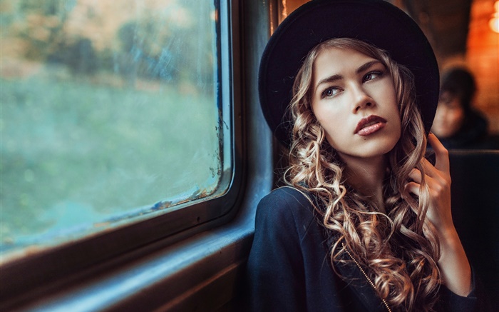 Brown Eyed Girl, chapéu, trem Papéis de Parede, imagem