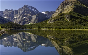 Canadá paisagem, lago, montanhas, floresta, reflexão da água
