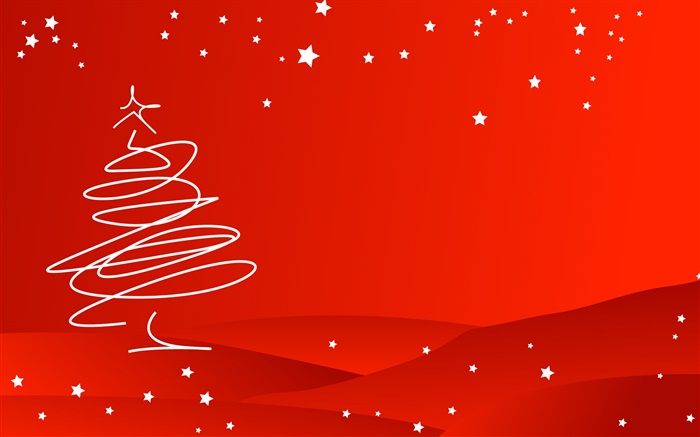 Tema do Natal, estilo simples, árvore, fundo vermelho Papéis de Parede, imagem