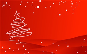 Tema do Natal, estilo simples, árvore, fundo vermelho
