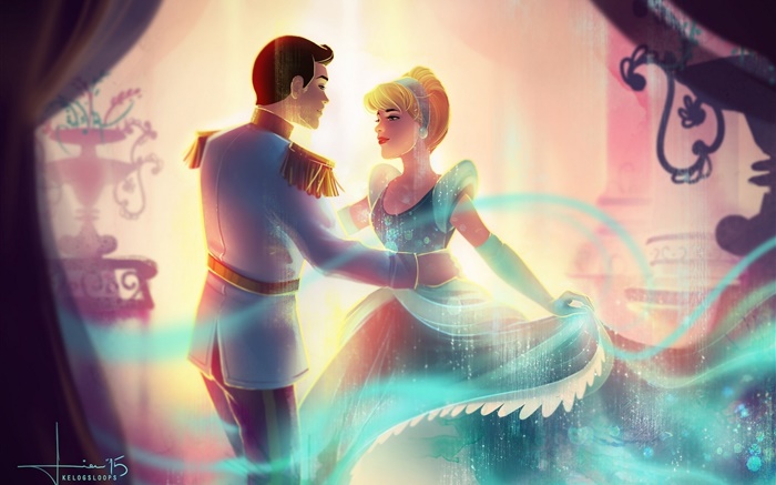 Cinderella, menina, príncipe, anime Papéis de Parede, imagem