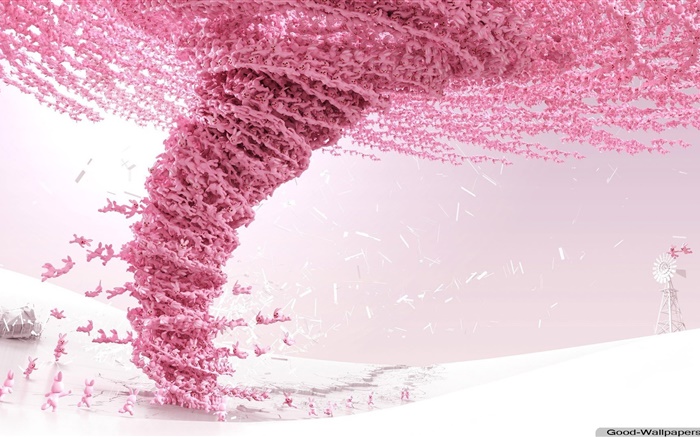 Design criativo, rosa tornado rabbit Papéis de Parede, imagem