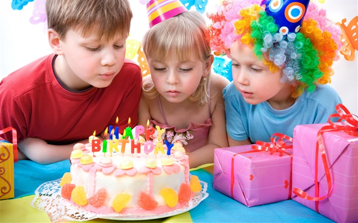 Crianças bonitos, festa de aniversário Papéis de Parede, imagem