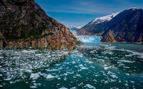 Glacier Bay National Park, Alaska, EUA, montanhas, geleiras, gelo, lago