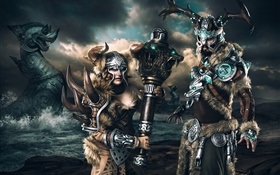 Guild Wars, Vikings, mulheres e homem HD Papéis de Parede