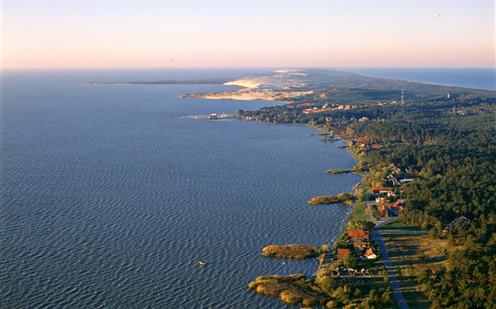 Lituânia, Nida, mar, costa, casa, estrada Papéis de Parede, imagem